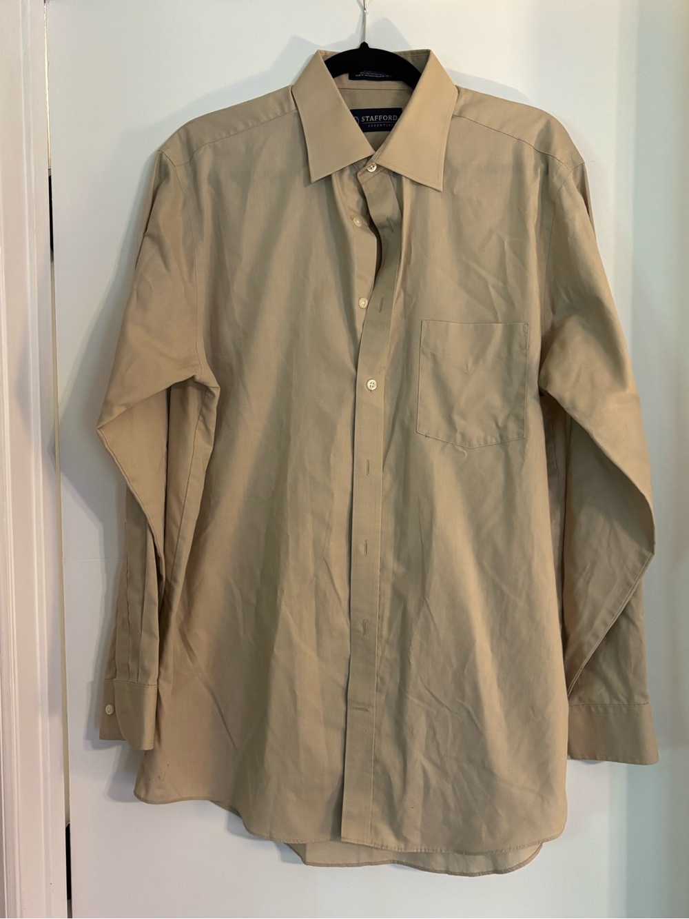 Stafford Men's Long-Sleeve Dress Shirt - Beige